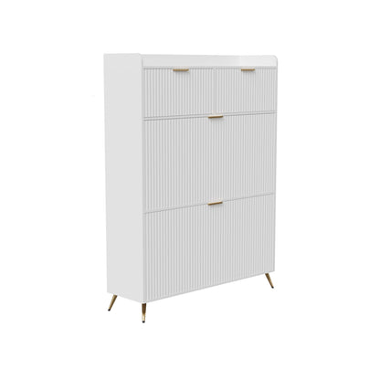Schoenenkast – Schoenenrek – Schoenopberger – Schoenenschuifkast – Halmeubel – Wit – Met Deuren en Laden – Compact 80x24x110 cm – Hout en Metaal