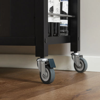 Keukentrolley – Keukenwagen – Opbergtrolley – Serviertrolley – Trolley Met Roestvrij Stalen Werkblad – 2 Lades En Verstelbare Planken – 4 Zwenkwielen Met Rem - Wit