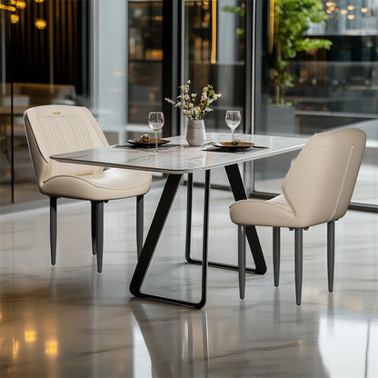Eetkamerstoelen – Stoelen – Dining Stoelen – Armloze Stoelen – Microfiber PU-leer – Massief Hout – Draagvermogen 150 Kg - Licht Khaki