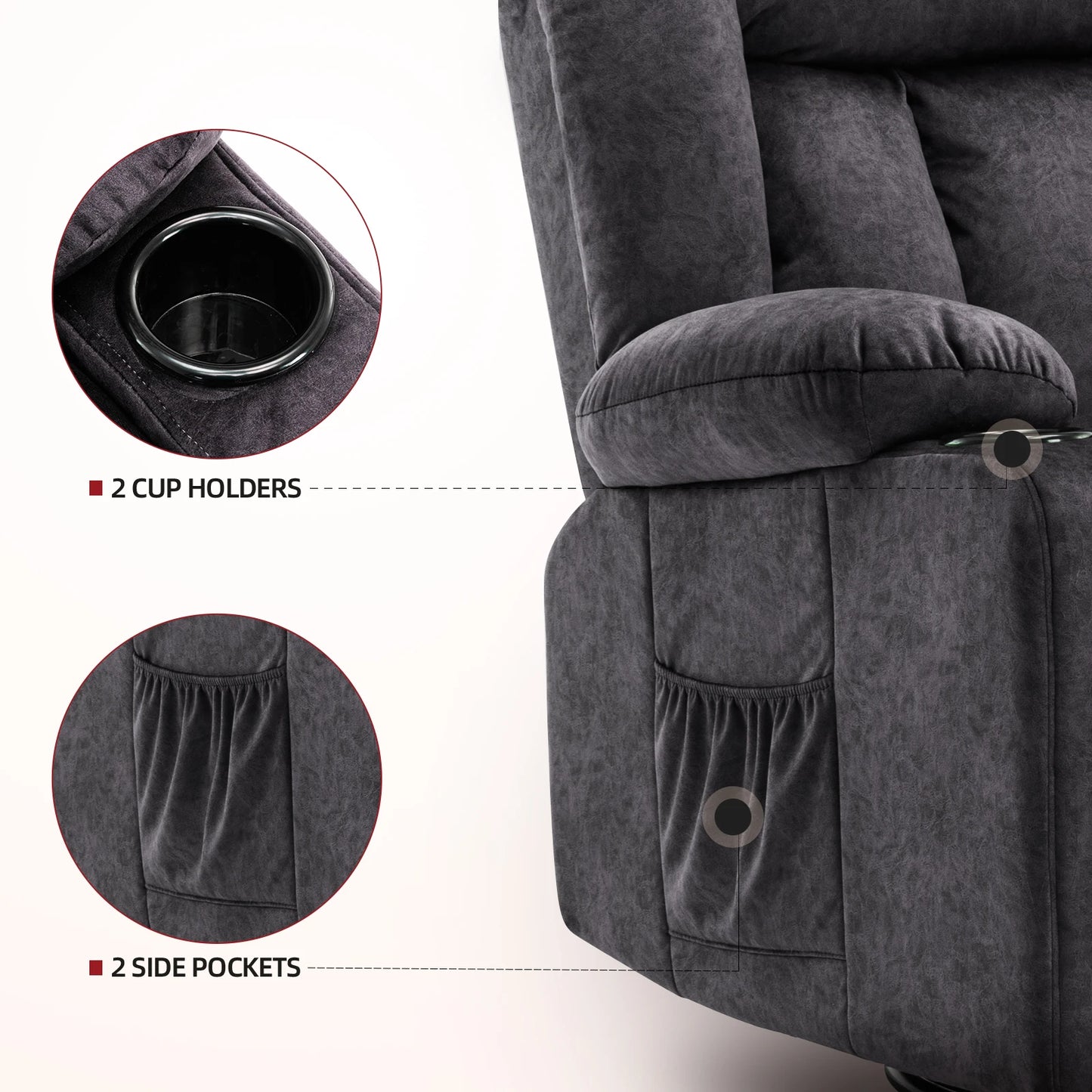 Relaxstoel – Relaxfauteuil – Verstelbare Stoel – Draaibare Fauteuil – Ligstoel – Fauteuil Met Voetsteun – Stoffen Bekleding – Maximaal 150 Kg Draagvermogen - 95.2 x 95.2 x 99.2 cm - Grijs