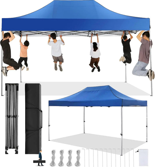 Vouwpaviljoen – Partytent – Vouwtent – Schaduwdoek – Tuinkamer – 3 X 4,5 Meter – Waterdicht 420D Oxford - Blauw