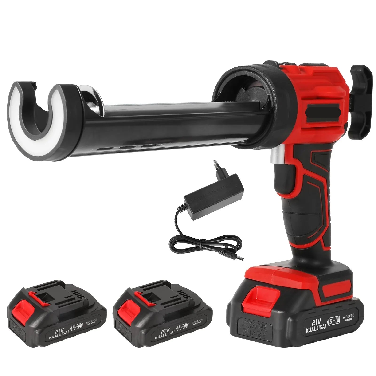 Elektrisch Kitpistool - Accu Kitspuit - Lijmpistool - 4 Snelheden - 18V - voor Deuren - Ramen - Meerdere Toepassingen - Langdurige Batterijduur - 2 Accu - Rood - QUORE
