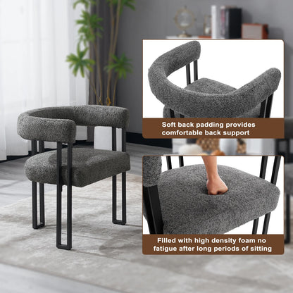 Eetkamerstoelen - Eetstoelen - Keukenstoelen - 2 Stuks - Moderne Stijl - Ergonomische - met Rugleuning - Armleuning - Voor Keuken - Eetgedeelte - Chenille-stof Zitje - Metalen Voeten - 61.5 x 72 x 51.5 cm - Donkergrijs
