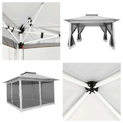 Paviljoen – Tuinpaviljoen – Partytent – Overkapping – Schaduwdoek – Waterafstotend – UV-Bescherming - 3 x3 Meter - Grijs - QUORE