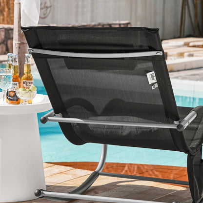 Tuinligstoel – Tuinstoel – Ligstoel – Relaxstoel – Strandstoel – Rood – Weerbestendig Frame – Ademend Synthetisch Textiel