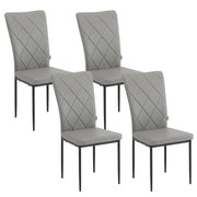 Chair - Dining Room Chairs - Set of 4 Leather Dining Room Chairs - Ergonomic - Metal Legs - High Backrest - Comfortable &amp; Stable - For Kitchen - Dining Room - 42x94.5x 59cm - Gray Leather