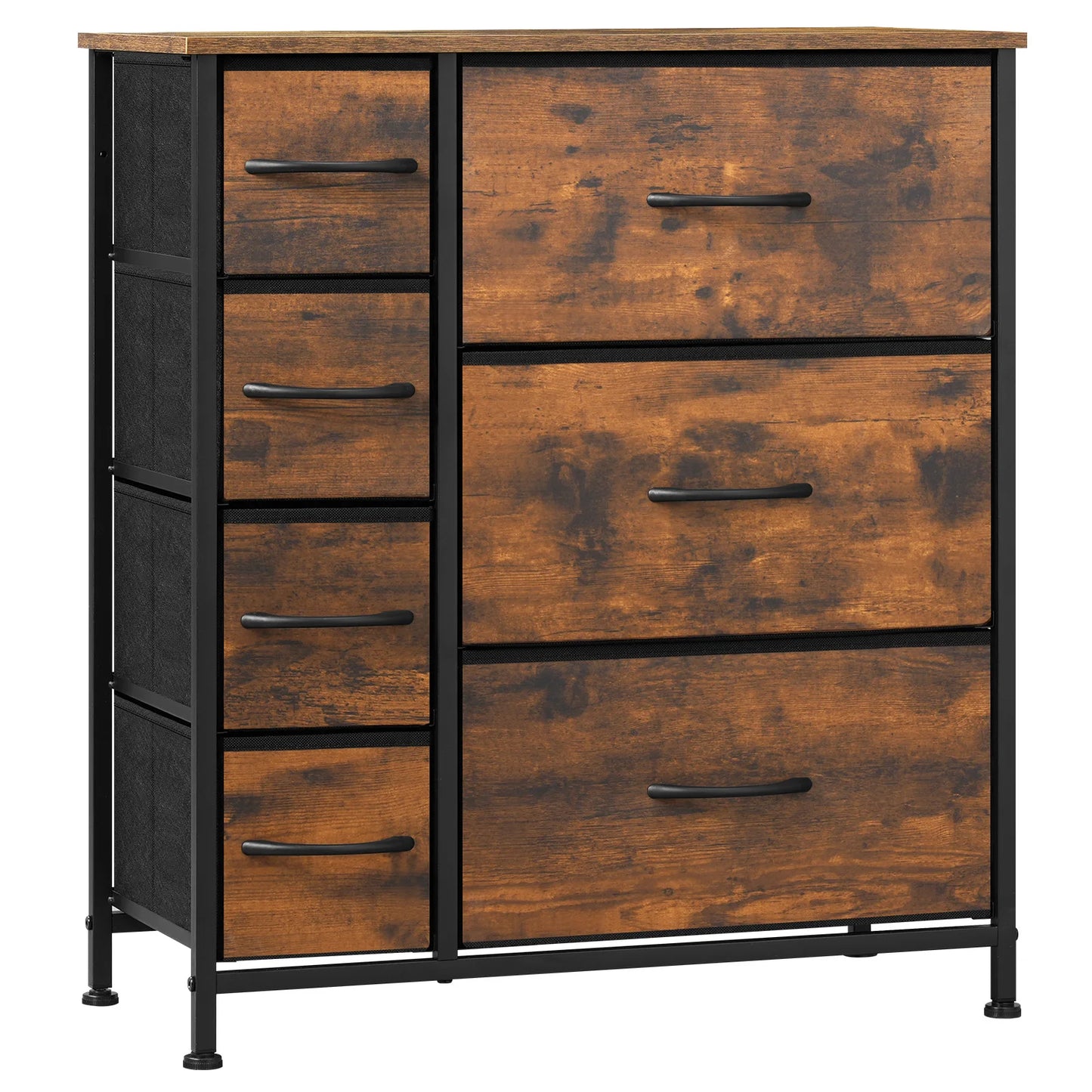 Opbergkast - Ladekast - Ladekastje - Ladenkastje - Ladenkast - Metalen Frame - 7 Lades - voor Woonkamer - Slaapkamer en Hal - Vintage Bruin Zwart
