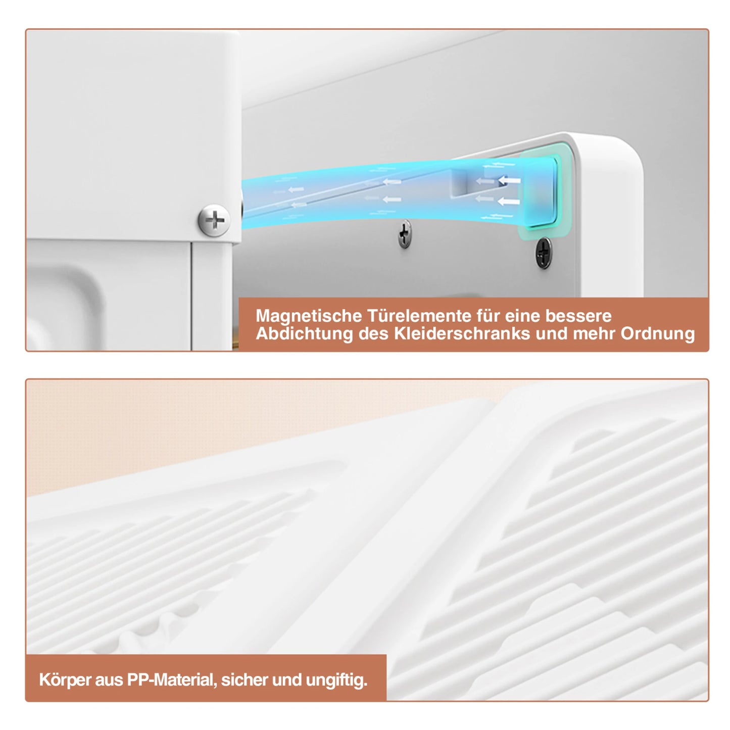 Opvouwbare Kledingkast – Kledingrek Kast – Garderobekast – Draagbare Kledingkast – Witte Deur – Lichtgewicht PP Plastic – Ruimtebesparend Design - QUORE