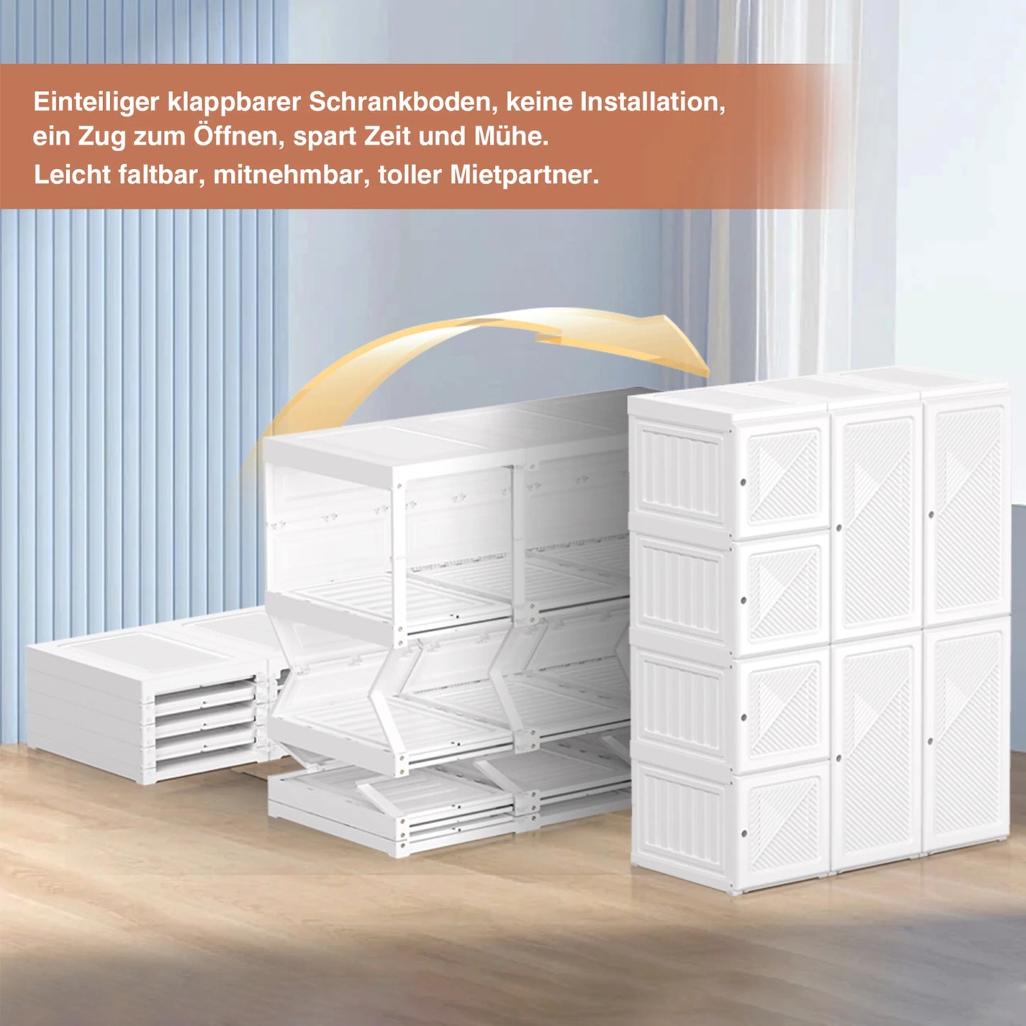 Inklapbare Kledingkast – Opbergkast – Garderobekast – Kledingrek – Kleerkast – Transparante Deur – Duurzaam PP-Plastic – Magnetische Sluiting - QUORE