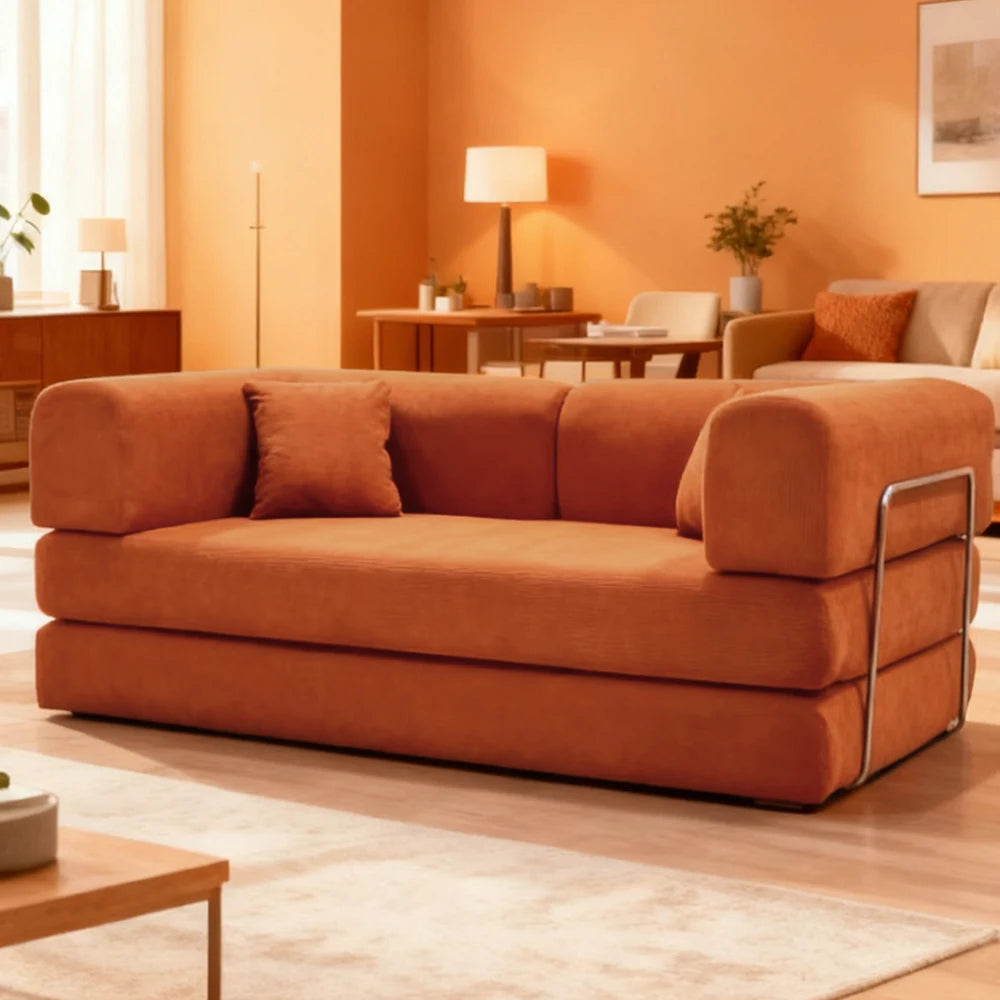 Bankstel – Hoekbank – Slaapbank – Zitbank – Loungebank – Corduroy Stof – Luchtgecomprimeerde Vulling – 200 cm Lang