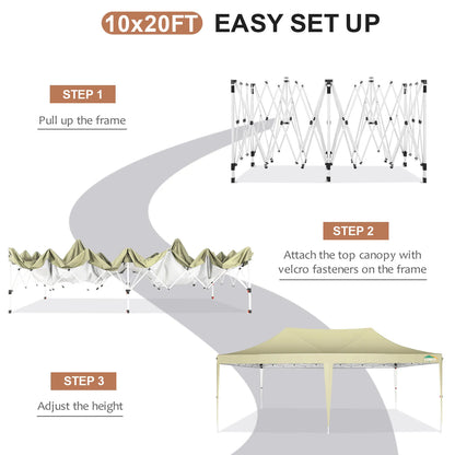 Tuinpaviljoen –  Paviljoen – Partytent – Opvouwbare Tent – Overdekt 18 m² – Waterdicht 210D Oxford – Verstelbaar Op 3 Hoogtes - 3x6m - Khaki