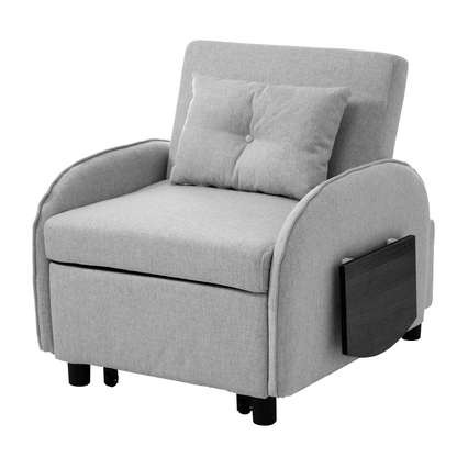 Slaapbank - Slaapstoel - Logeerbed - Klapstoel - Opvouwbare Eenpersoonsbank - Met Bedfunctie - Drievoudig Verstelbare - Opklapbaar - 123 x 74-167 x 78 cm - Grijs
