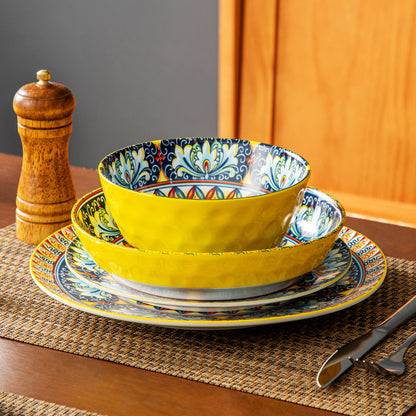 Servies - Servies set - 48 Stuks - Keramisch - Steengoed - Met Diner/Dessertbord -  Ontbijtgranen - Pastakom - Bohemian Stijl