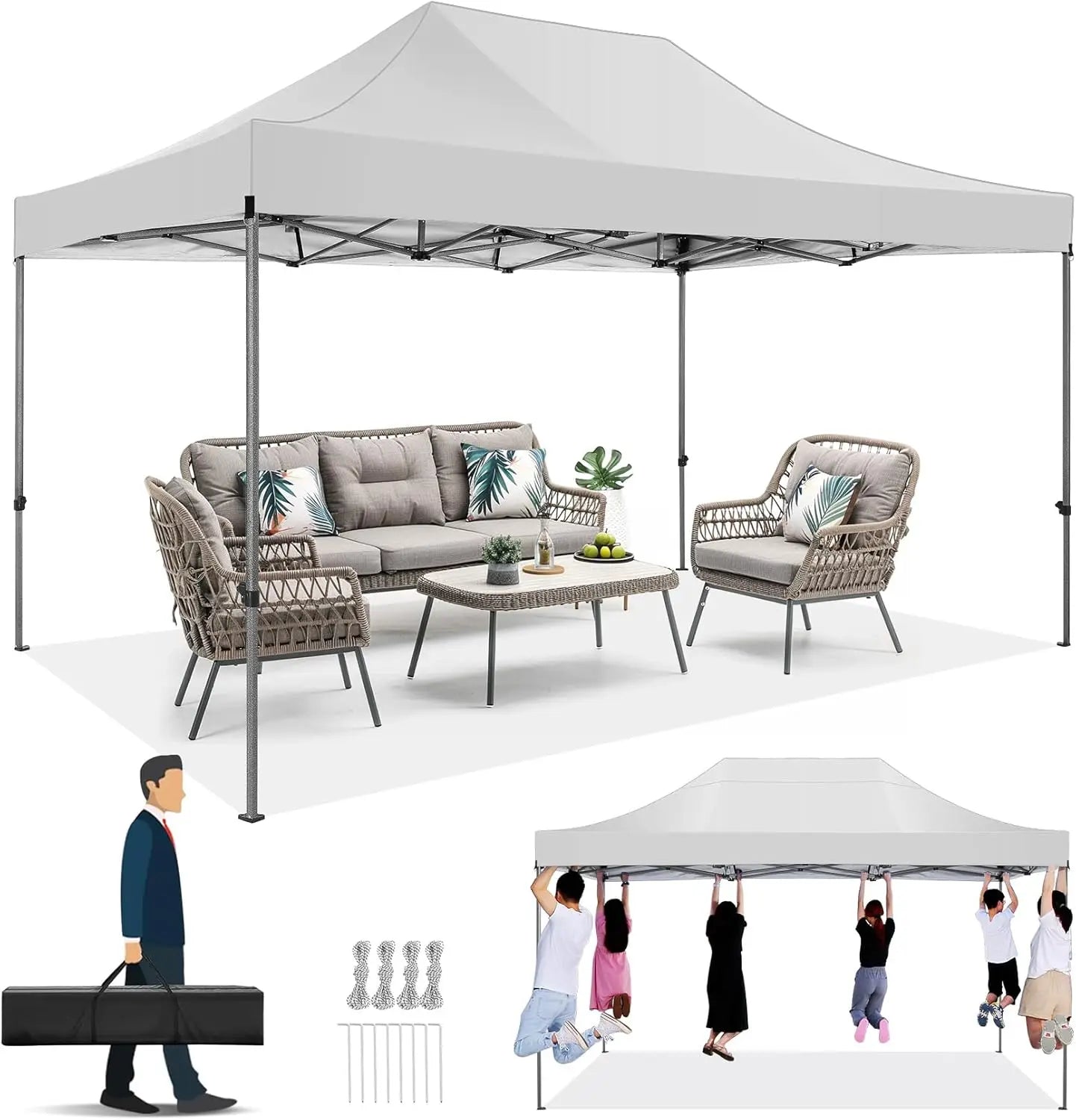 Partytent – Tuinpaviljoen – Overkapping – Tent – Waterdicht – 3 X 4,5 Meter – UV-Bescherming 50+ - Wit
