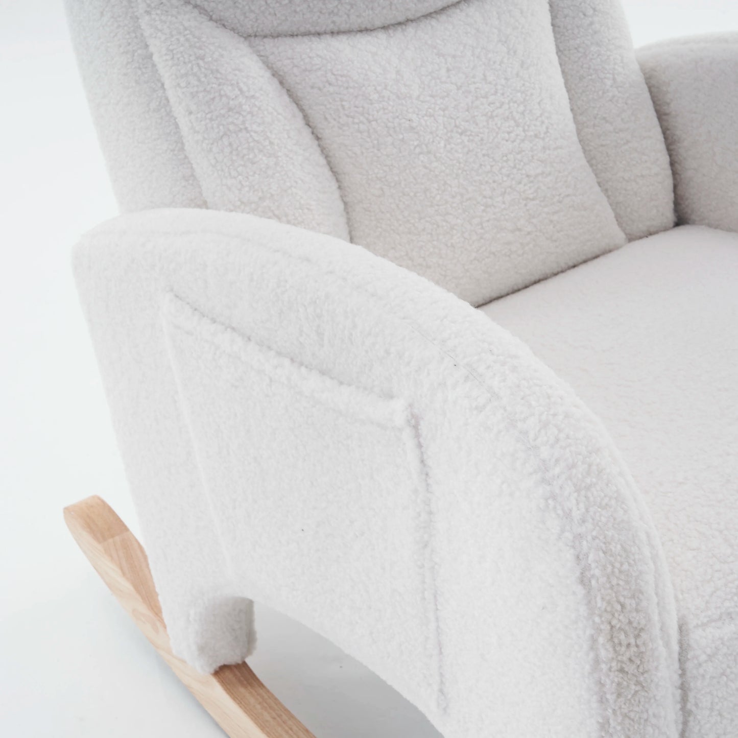 Schommelstoel – Relaxstoel – Hangstoel – Stoel Met Voetsteun – Teddy Bekleding – Ergonomische Rugleuning – Opvouwbare Voetsteun - Wit