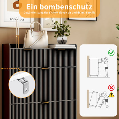 Schoenenkast – Schoenenrek – Schoenopberger – Halmeubel – Dressoirkast – Compact en Ruimtebesparend – Zwart Met Wit