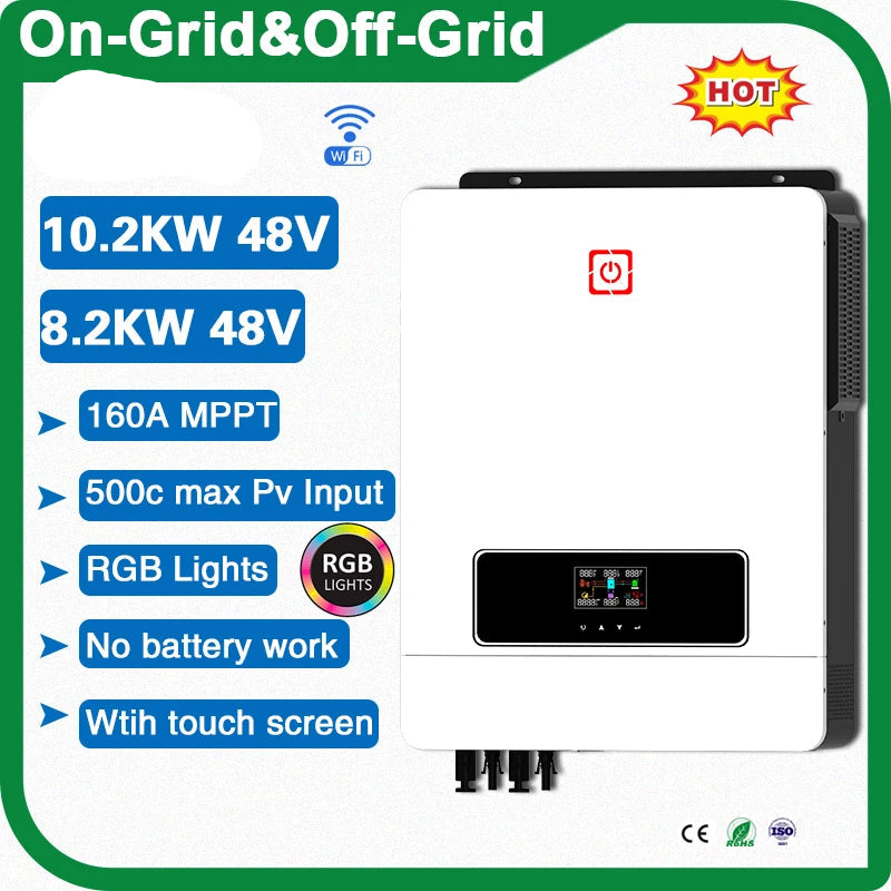 Hybride Zonne-Omvormer – Zonnepaneel Omvormer – Energie Omvormer – Batterij Omvormer – 10.2 kW Vermogen – Dubbele AC-Uitgang