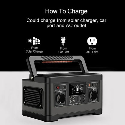 Draagbare Powerstation – Portable Accu – Noodstroom – Camping Accu – 520Wh Capaciteit – 600W Continu Vermogen