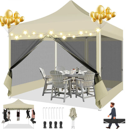 Partytent – Tuinkamer – Vouwtent – Schaduwtent – Markttent – Waterdicht – UV-Bescherming - Khaki