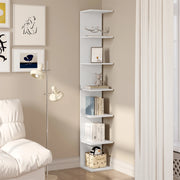 Freestanding Bookcase - Storage Cabinet - Storage Rack - High Shelf Cabinet - Standing Cabinet - 7 Levels - Flexible Layout - Durable &amp; Sturdy - 30x189.5x28cm - White