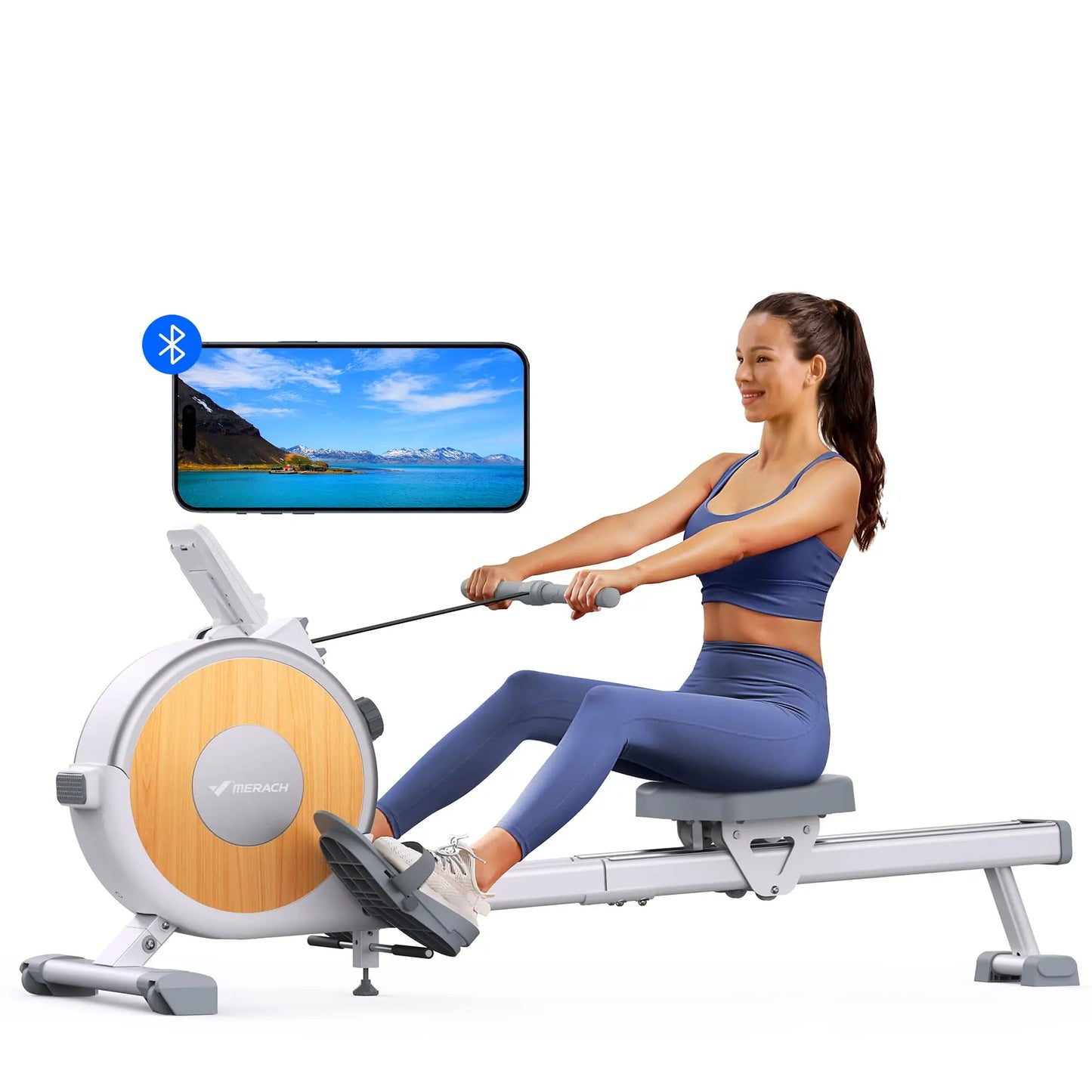 Magnetische Roeitrainer - Roeimachine - Roeitrainer - Roeiapparaat - App Compatibel - Dual Slide Rail - 16 Weerstandsniveaus - Stil & Krachtig - Max 160 kg Belastbaar - Compact & Stevig