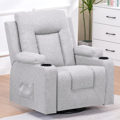 Relaxfauteuil – Relaxstoel – TV Stoel – Draaifauteuil – Leesstoel – Lichtgrijs – 360° Draaibaar – Kantelbare Rugleuning Tot 160°