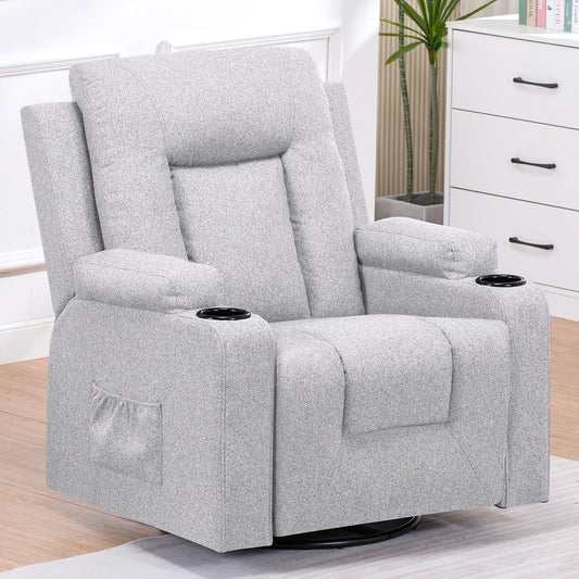 Relaxfauteuil – Relaxstoel – TV Stoel – Draaifauteuil – Leesstoel – Lichtgrijs – 360° Draaibaar – Kantelbare Rugleuning Tot 160°