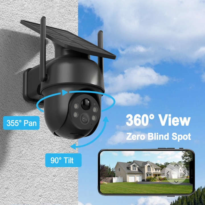 Beveiligingscamera - 5MP - 2 Stuks - Camerabewaking - Draadloos - met Zonnepaneel - Wifi - Tweerichtingscamerabeveiliging - Snelheidscamera - Afstandsweergave - Sirene-alarm - Draadloos Buitentoezicht