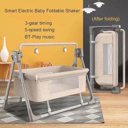 Co Sleeper - Baby Wieg - Wipstoel - Multifunctionele Elektrische Schommelstoel  - 0-3 Jaar - Intelligente Slaapfunctie – Afstandsbediening - Newborn Baby Slapen Mand – Weig - Khaki