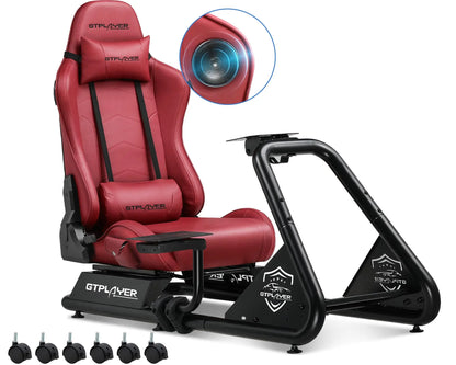 Sim Racing Cockpit – Simulator Cockpit – Racestuurhouder – Racing Simulator – Stuurwielstandaard – Verstelbaar Ergo Design – Ingebouwde 3D Speakers – Kunstleren Bekleding – 180 kg Draagvermogen