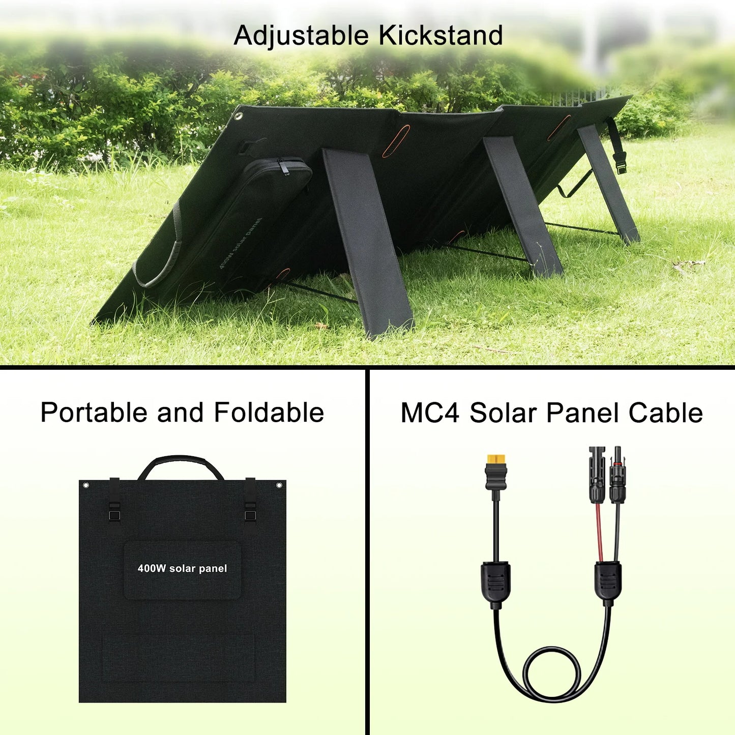Zonnepaneel - Zonnepaneelset - Draagbaar - Opvouwbare - Waterdict - Outdoor Emergency Backup - voor Thuis - Tenten - Buiten - Kamperen - Waterdicte - 400W - 21.6V - 11.1A -  78.5 x 24 x 3 cm - Zwart