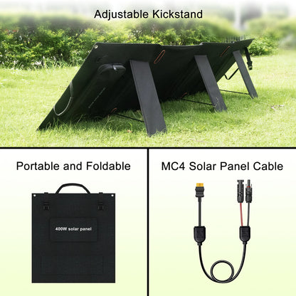 Zonnepaneel - Zonnepaneelset - Draagbaar - Opvouwbare - Waterdict - Outdoor Emergency Backup - voor Thuis - Tenten - Buiten - Kamperen - Waterdicte - 400W - 21.6V - 11.1A -  78.5 x 24 x 3 cm - Zwart