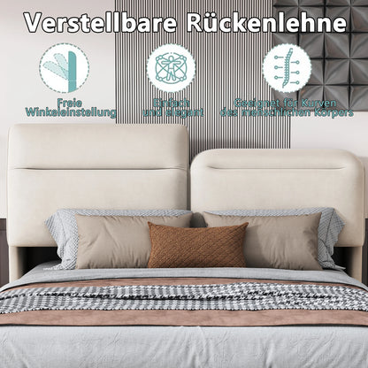 Bed 160x200 cm – Tweepersoonsbed – Slaapbed – Ledikant – Bedframe – Met Opbergruimte – Verstelbare LED-Verlichting