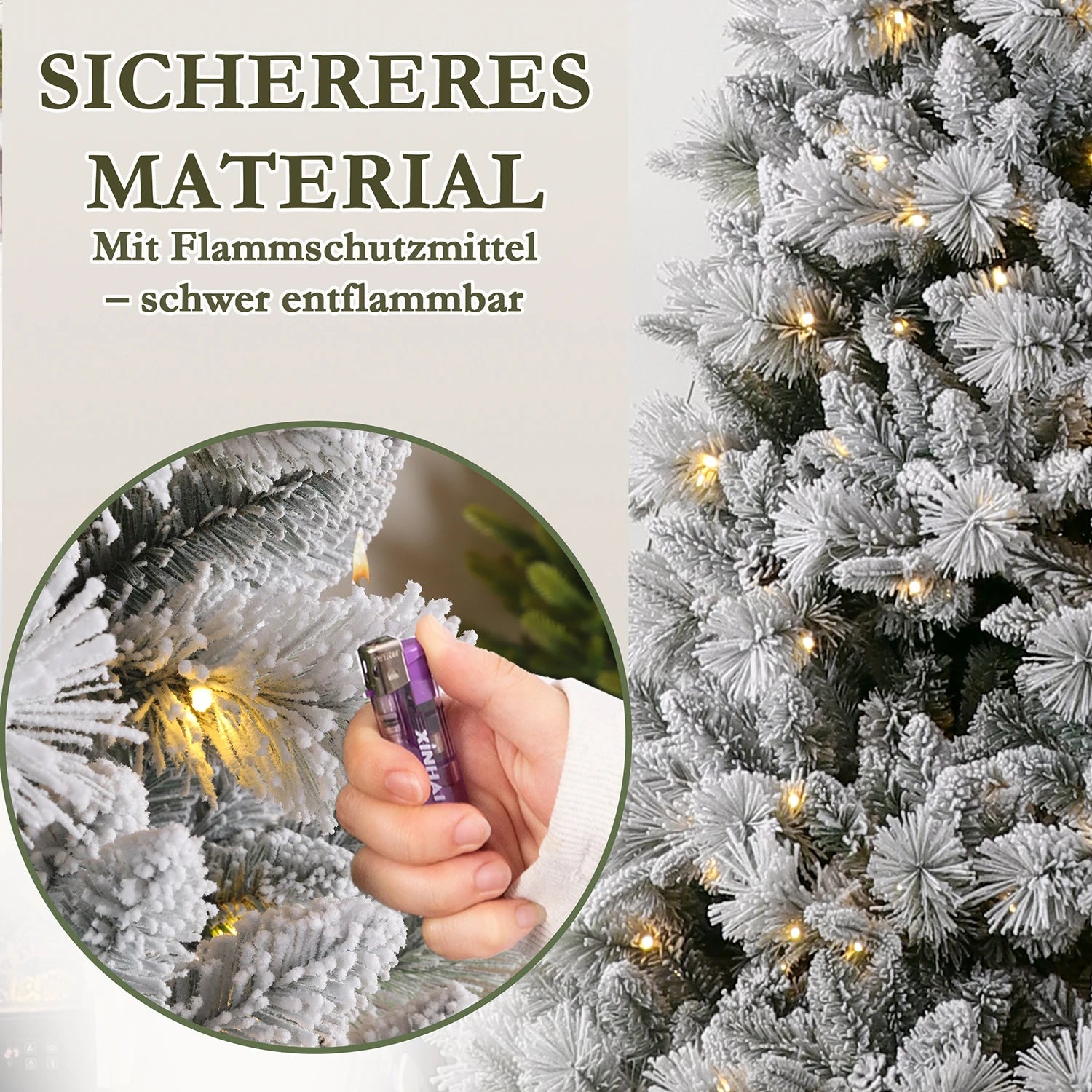 Witte Kunstkerstboom – Kunstkerstboom Met Sneeuweffect – LED Kerstboom – Feestelijke Boom – Decoratieve Kerstboom – 210 cm Met 350 Warmwitte LED’s – Stevige Metalen Voet - QUORE