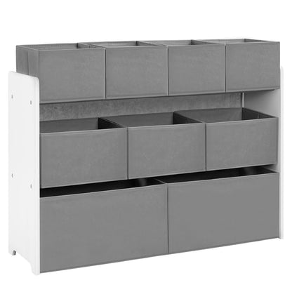 Speelgoedkast - Opbergkast Speelgoed - Kinderen - Speelgoed Organizer - Vakkenkast - 9 Vakken - Wit en grijs