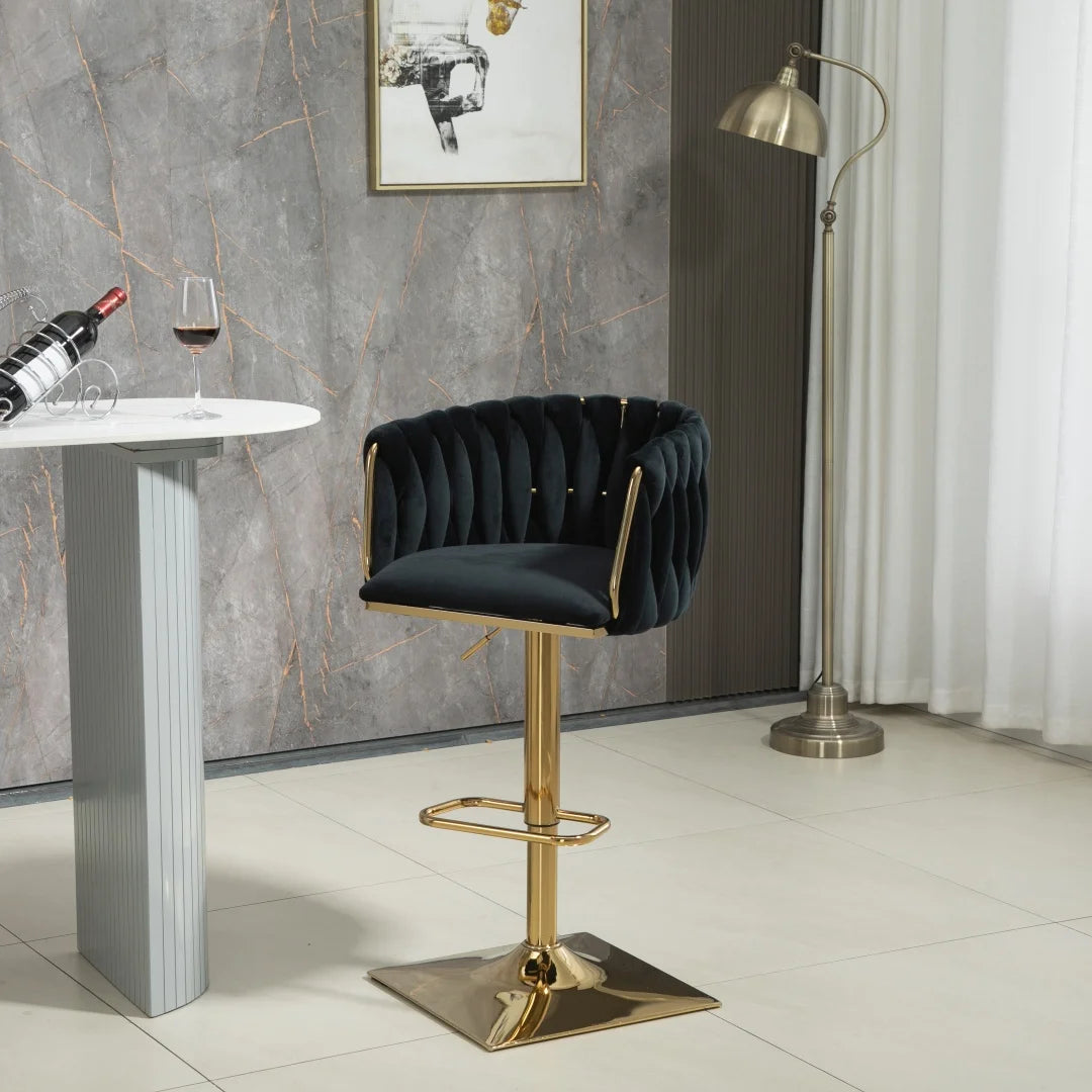 Barstoel – Barkruk – Keukenstoel – Caféstoel – Verstelbaar Van 63 Tot 87 Cm – 360° Draaibaar - Zwart