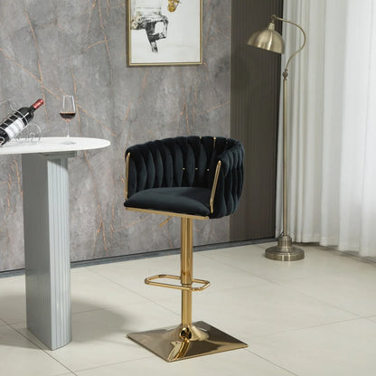Barstoel – Barkruk – Keukenstoel – Caféstoel – Verstelbaar Van 63 Tot 87 Cm – 360° Draaibaar - Zwart