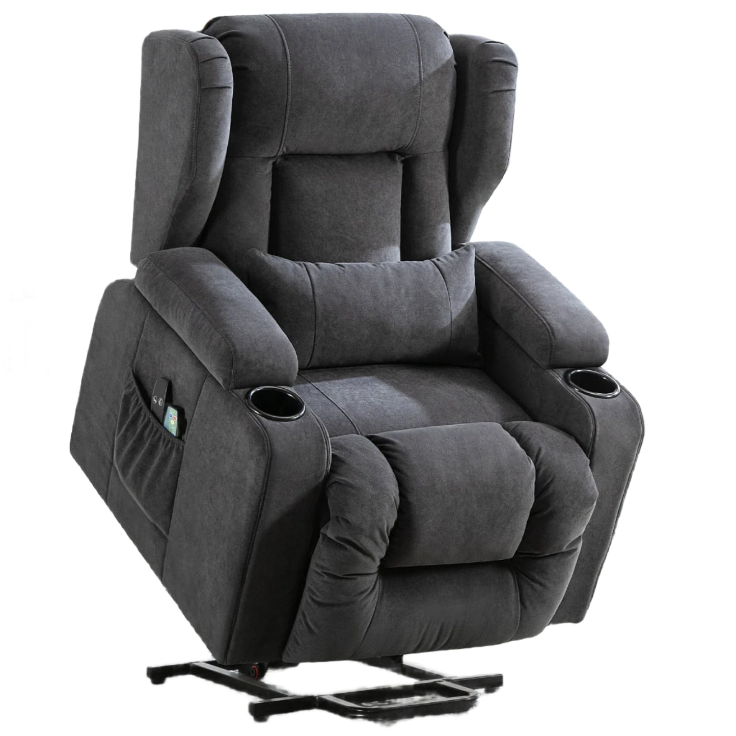 Elektrische Relaxfauteuil – Relaxstoel – Liftsysteem – Massagefauteuil – Verstelbare Rugleuning – Warmtefunctie – Draaglast 150 Kg - 75 x 83 x 100 cm - Grijs - QUORE