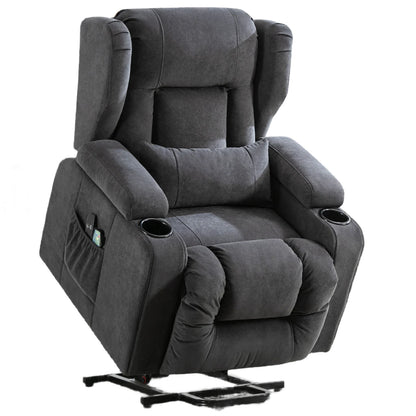 Elektrische Relaxfauteuil – Relaxstoel – Liftsysteem – Massagefauteuil – Verstelbare Rugleuning – Warmtefunctie – Draaglast 150 Kg - 75 x 83 x 100 cm - Grijs - QUORE