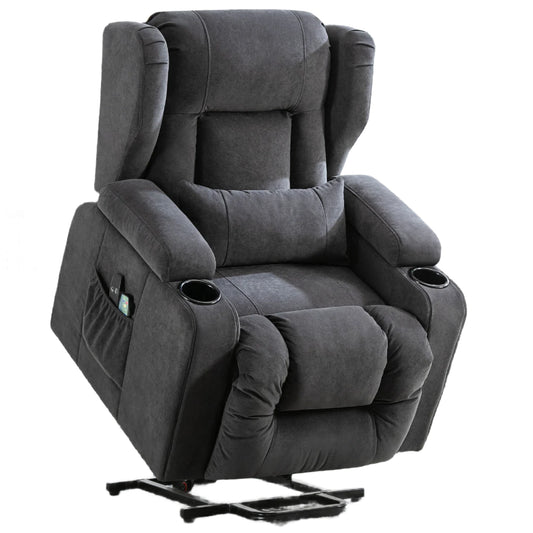 Elektrische Relaxfauteuil – Relaxstoel – Liftsysteem – Massagefauteuil – Verstelbare Rugleuning – Warmtefunctie – Draaglast 150 Kg - 75 x 83 x 100 cm - Grijs - QUORE