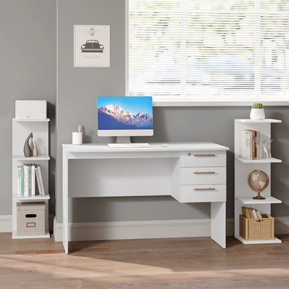 Vrijstaande Boekenkast - Opbergkast - Grek - Hoge Plankenkast - Staande Kast - 7 Niveaus  - Flexibele Indeling  - Duurzaam & stevig - 30x189,5x28cm - Wit