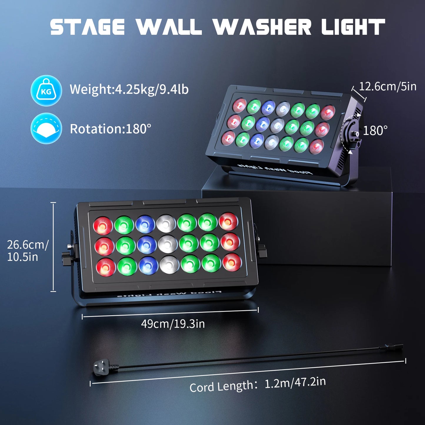 LED Wall Washer – RGBW LED Lamp – Uplight – Stagedecoratie – Feestverlichting – 2 Stuks – 315W Vermogen – DMX512 Stuurbaar