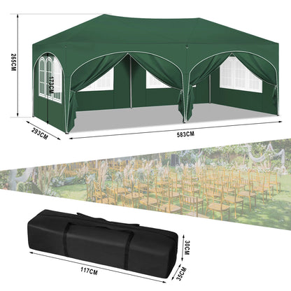 Tuinpaviljoen - Partytent - Easy up Partytent - Paviljoen - Partytenten - Opvouwbare - 3x6 Meter - 6 Zijwanden - Waterdicht – UV-Bescherming – Verstelbare Hoogte – Met Draagtas – Blauw