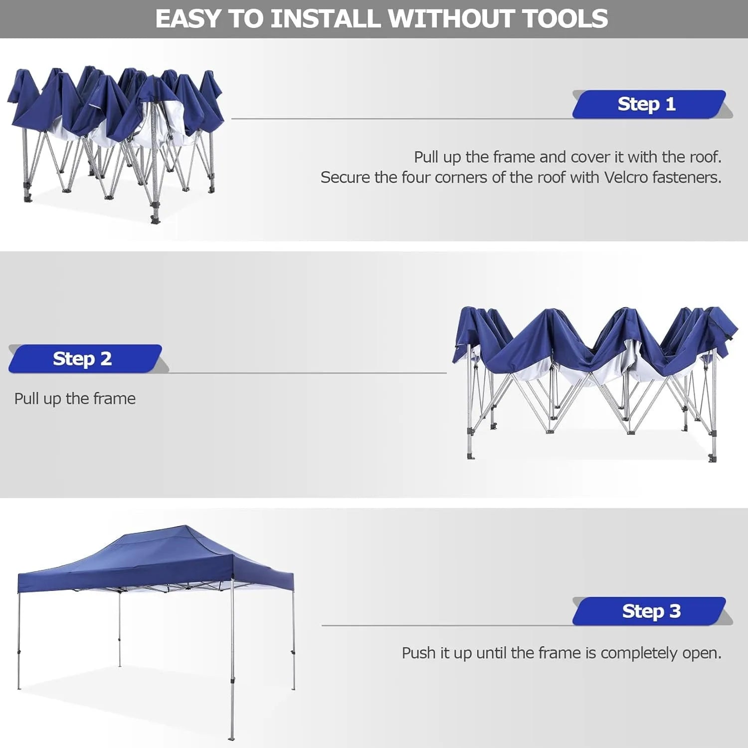 Tuinpaviljoen – Partytent – Inklapbaar Tuinhuisje – Overkapping – Beschutting – Waterdicht Polyester – Staal Frame - 3x4.5m - Marineblauw - QUORE