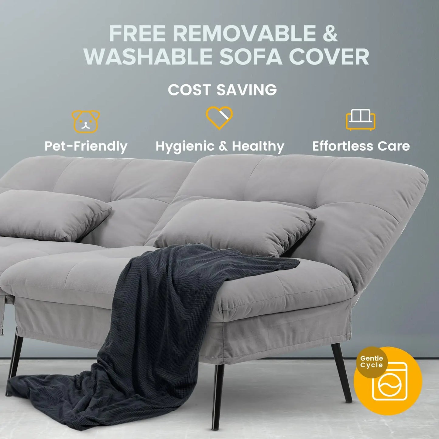 Hoekbank Met Slaapfunctie – 3-Zitsbank – Slaapbank – Loungebank – Verstelbare Rugleuning – Katoenen Fluweel – Metalen Frame - Diepblauw