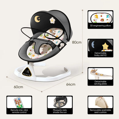 Wiegstoel voor Baby's - Elektrische Wipstoel - Babybedje - Wipstoel  - Elektrische Schommelstoel  - Babyschommel- Baby Swing - Kinderstoel - Automatisch Schommelstoeltje met Afstandsbediening en 5-Puntsgordel - Bluetooth - Grijs
