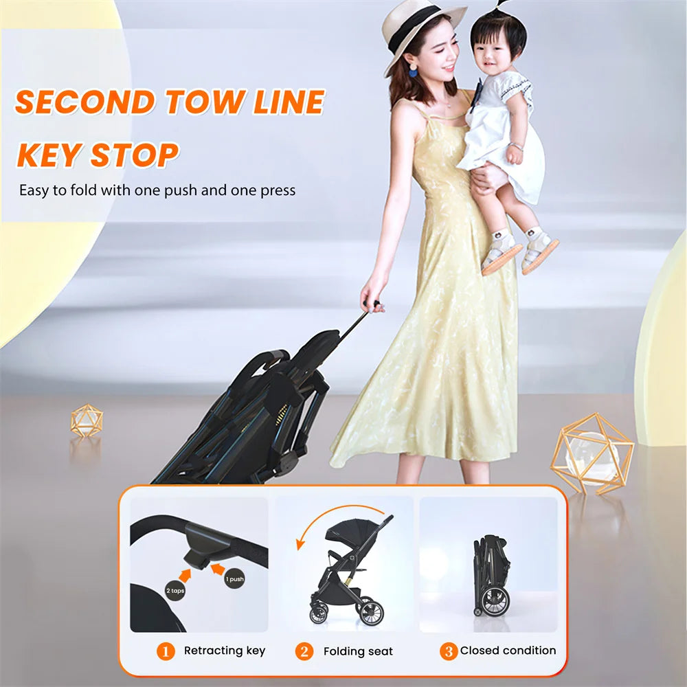 Kinderwagen – Wandelwagen - Babywagen – Inklapbaar - Compact en Opvouwbaar - Lichtgewicht - Comfortabel - Veilig – Schokabsorptie - Grijs