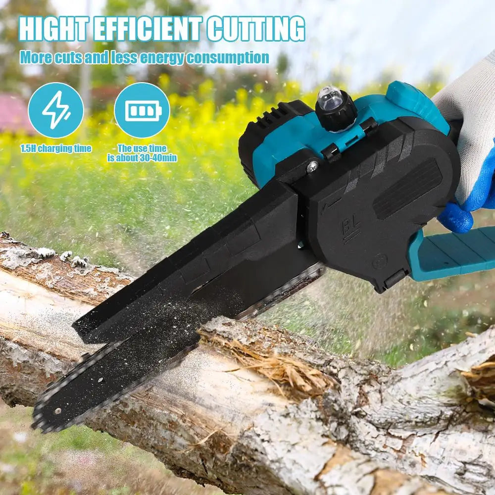 Mini Kettingzaag - Snoeizaag - Handzaag - Kettingzaag - 8 Inch - Draagbaar - Draadloos - 2000W - voor Tuin - Houtbewerking - 2 Accu’s
