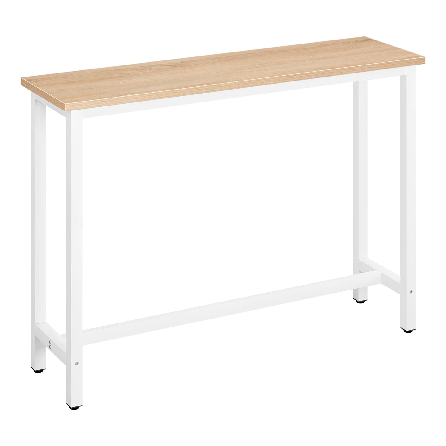 Bartafel - Tafel - Bistrotafel - 140x40x100cm - Met Voetsteun en Metalen Frame - Ontbijttafel - Eettafel - Koffietafel of Sidetable - Licht Eiken - QUORE