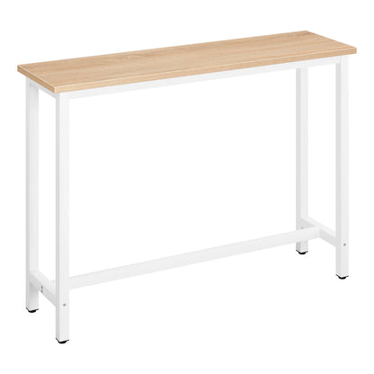 Bartafel - Tafel - Bistrotafel - 140x40x100cm - Met Voetsteun en Metalen Frame - Ontbijttafel - Eettafel - Koffietafel of Sidetable - Licht Eiken - QUORE